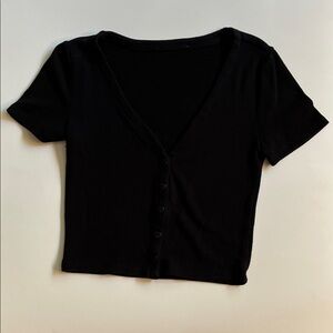 Black Button-Up Women's Top